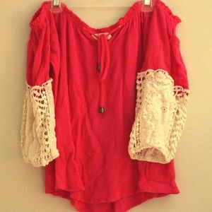 Off the shoulder crop shirt